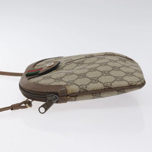 GUCCI GG Supreme Web Sherry Line Bag PVC Beige Gold 904 02 047 Auth 125707 - Picture 5 of 13